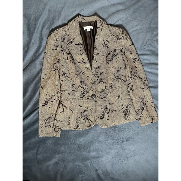 COLDWATER CREEK Tweed Blazer Jacket Size 4 Brown Print - Picture 3 of 13